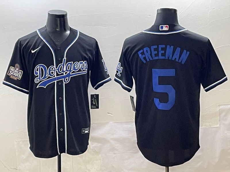 Men 2025 Los Angeles Dodgers #5 Freeman Black Three generations Fashion Nike MLB Jersey style 2->los angeles dodgers->MLB Jersey